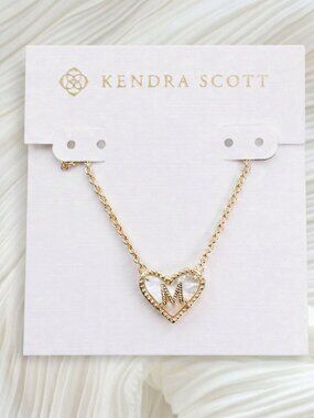 Ari Heart Letter M Gold Mother-of-Pearl Necklace by Kendra Scott